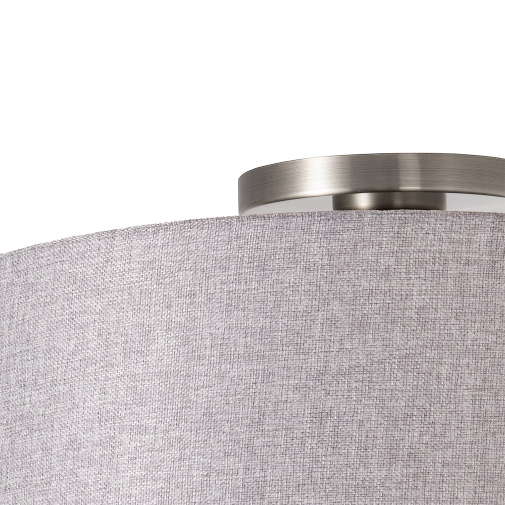 Stretch Flush Mount, Cashmere Gray Linen Drum Shade, Satin Nickel. Picture 4