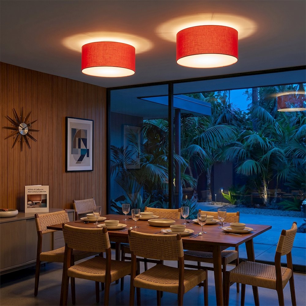 Stretch Flush Mount, Crimson Red , Satin Nickel. Picture 3