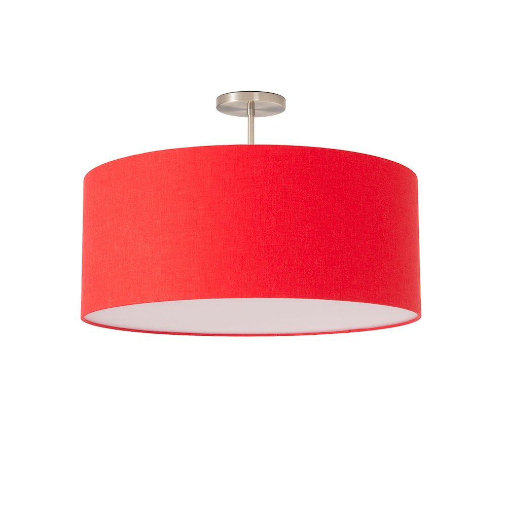 Stretch Semi Flush Mount, Crimson Red , Satin Nickel. Picture 1