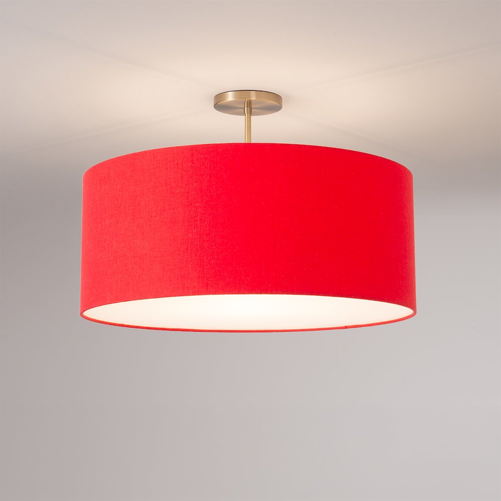 Stretch Semi Flush Mount, Crimson Red , Weathered Brass. Picture 2
