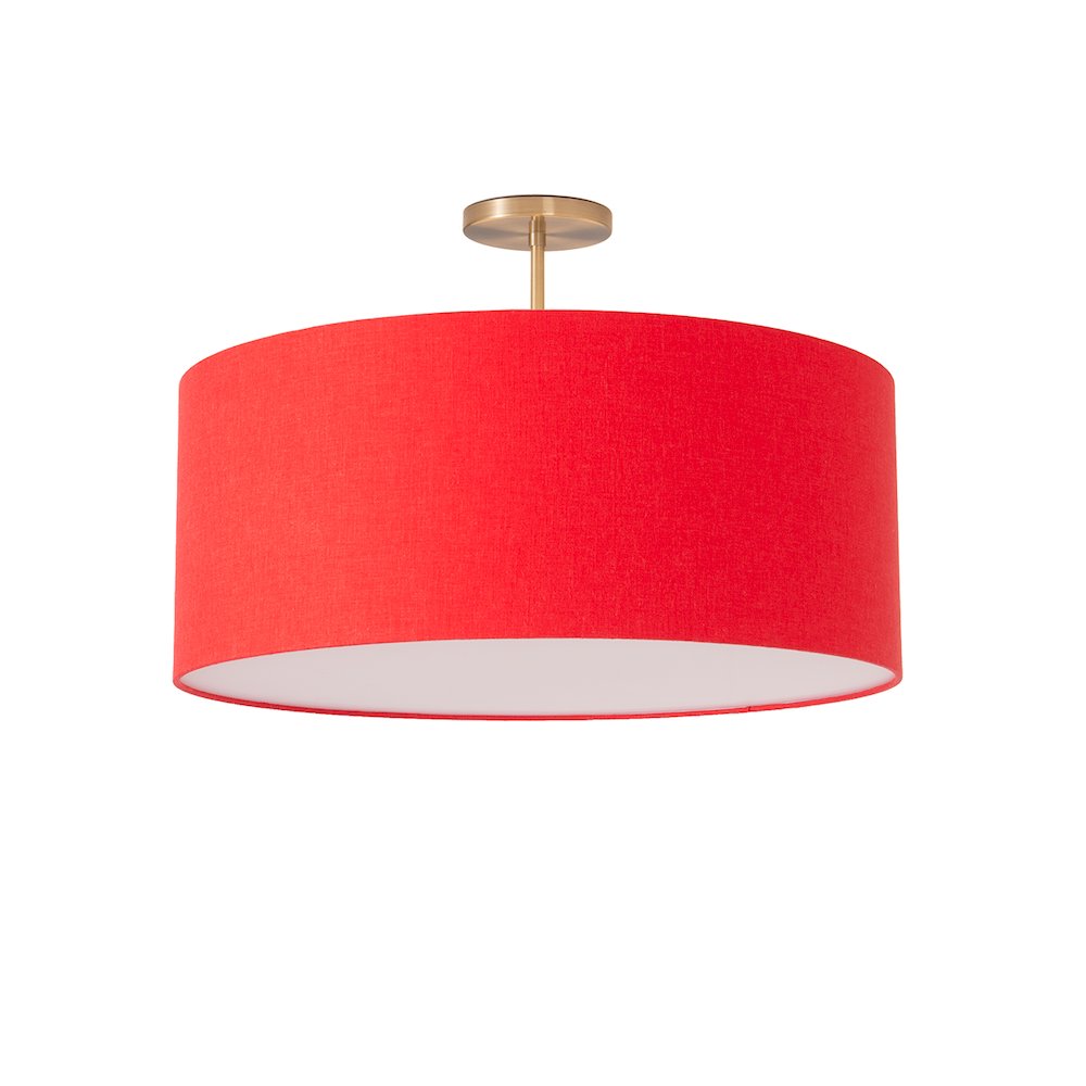 Stretch Semi Flush Mount, Crimson Red , Weathered Brass. Picture 1