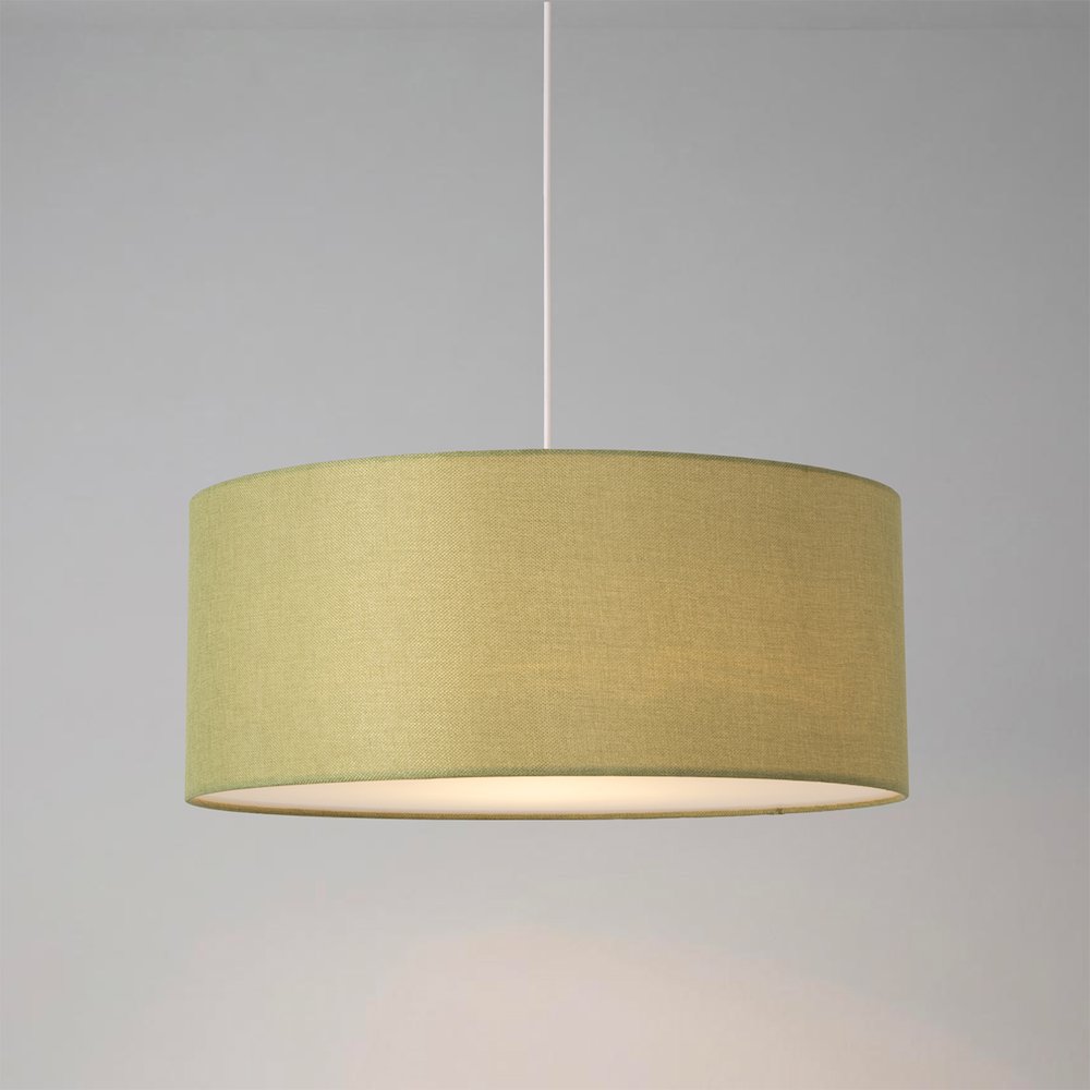 Stretch Pendant - Satin Nickel, Avocado Linen Shade, Dimmable, Bulb Included. Picture 2