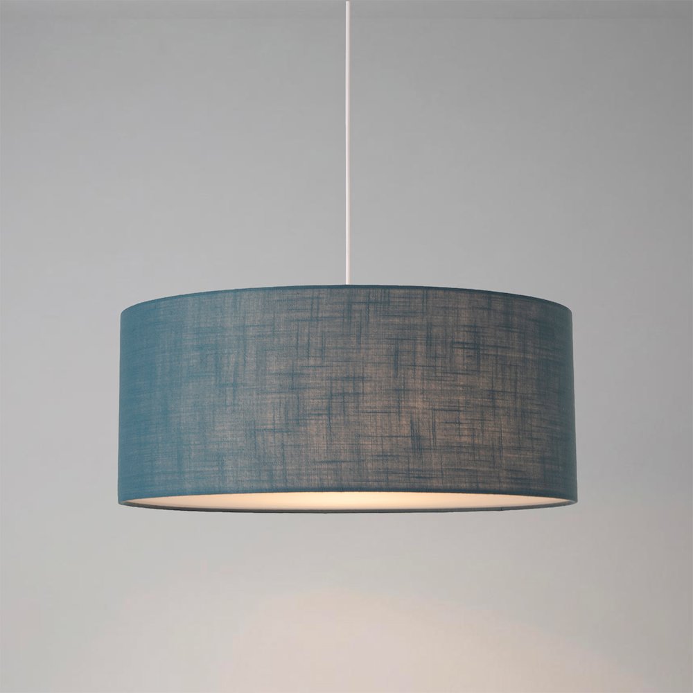 Stretch Pendant - Satin Nickel, Pool Blue Linen Shade, Dimmable, Bulb Included. Picture 2