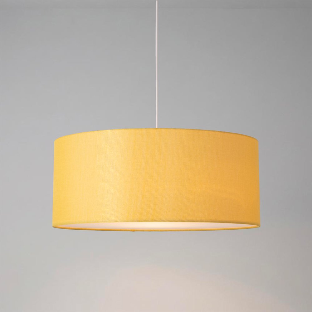 Stretch Pendant - Satin Nickel, Mustard Linen Shade, Dimmable, Bulb Included. Picture 2