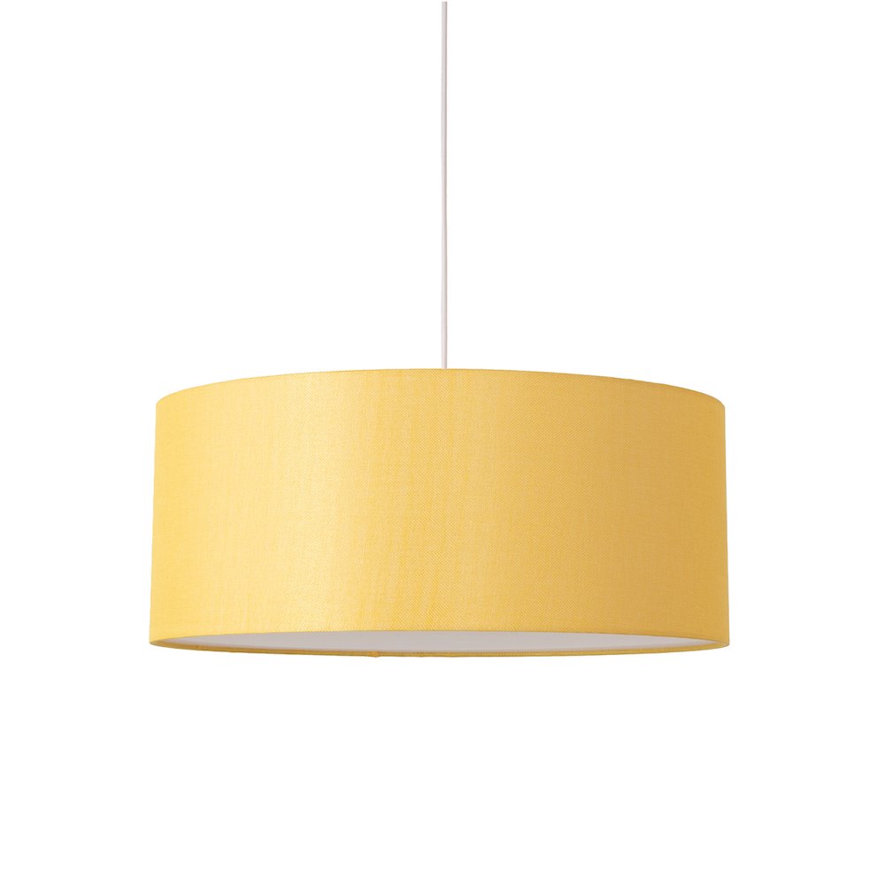 Stretch Pendant - Satin Nickel, Mustard Linen Shade, Dimmable, Bulb Included. Picture 1