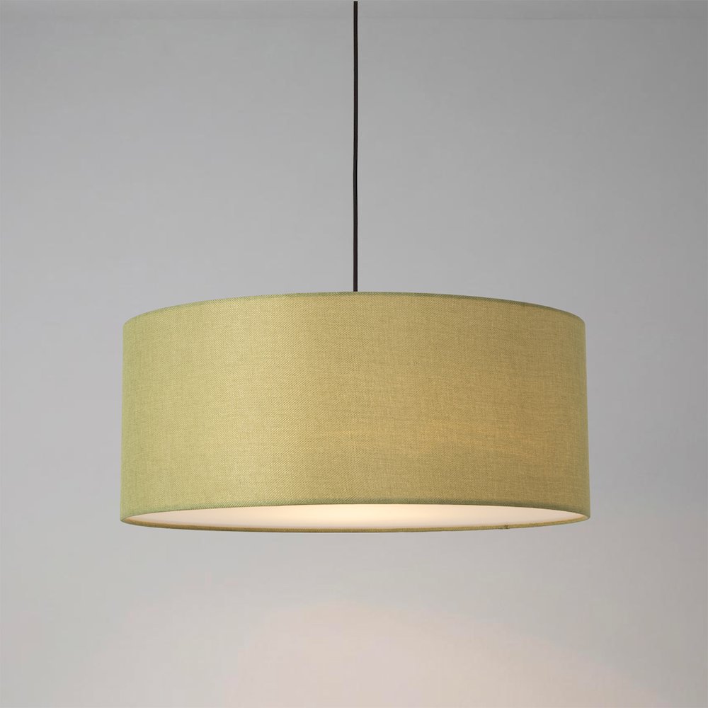 Stretch Pendant - Weathered Brass, Avocado Linen Shade, Dimmable, Bulb Included. Picture 2