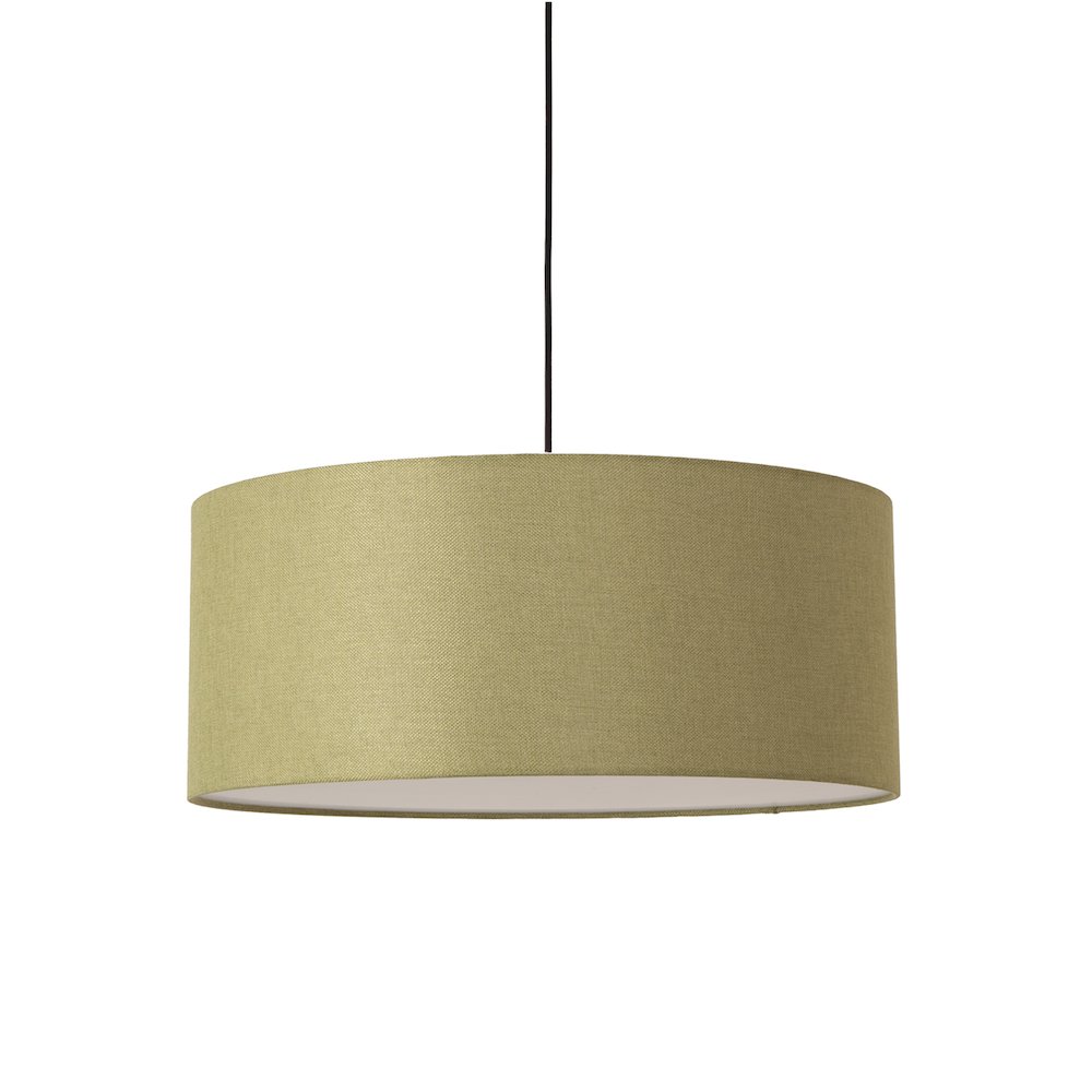 Stretch Pendant - Weathered Brass, Avocado Linen Shade, Dimmable, Bulb Included. Picture 1