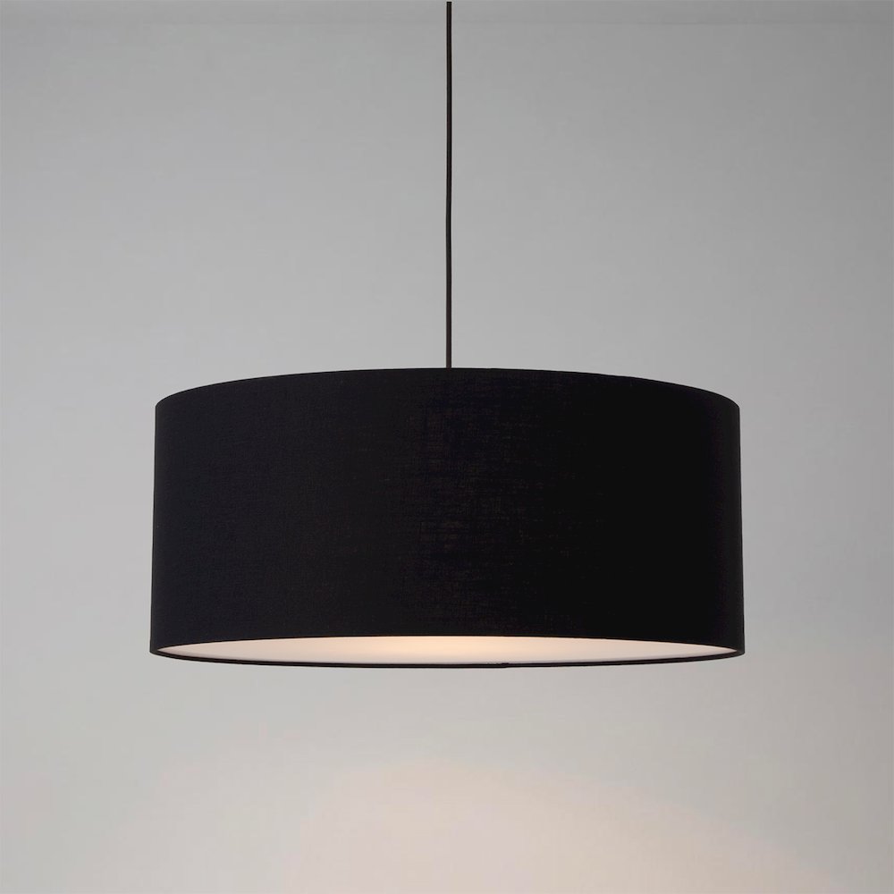 Stretch Pendant - Weathered Brass, Black Linen Shade, Dimmable, Bulb Included. Picture 2
