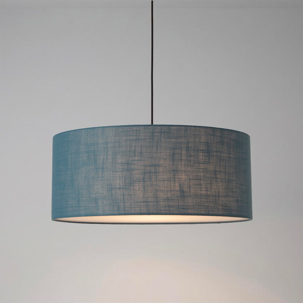 Stretch Pendant - Weathered Brass, Pol Blue Linen Shade, Dimmable, Bulb Included. Picture 2