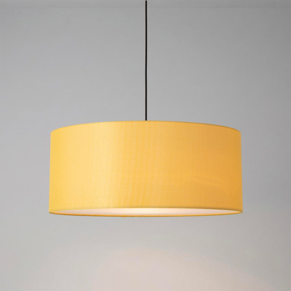 Stretch Pendant - Weathered Brass, Mustard Linen Shade, Dimmable, Bulb Included. Picture 2