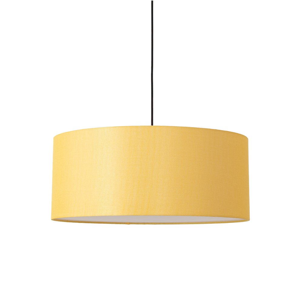 Stretch Pendant - Weathered Brass, Mustard Linen Shade, Dimmable, Bulb Included. Picture 1