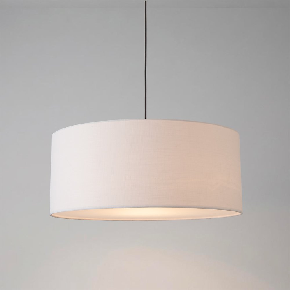 Stretch Pendant - Weathered Brass, White Linen Shade, Dimmable, Bulb Included. Picture 2