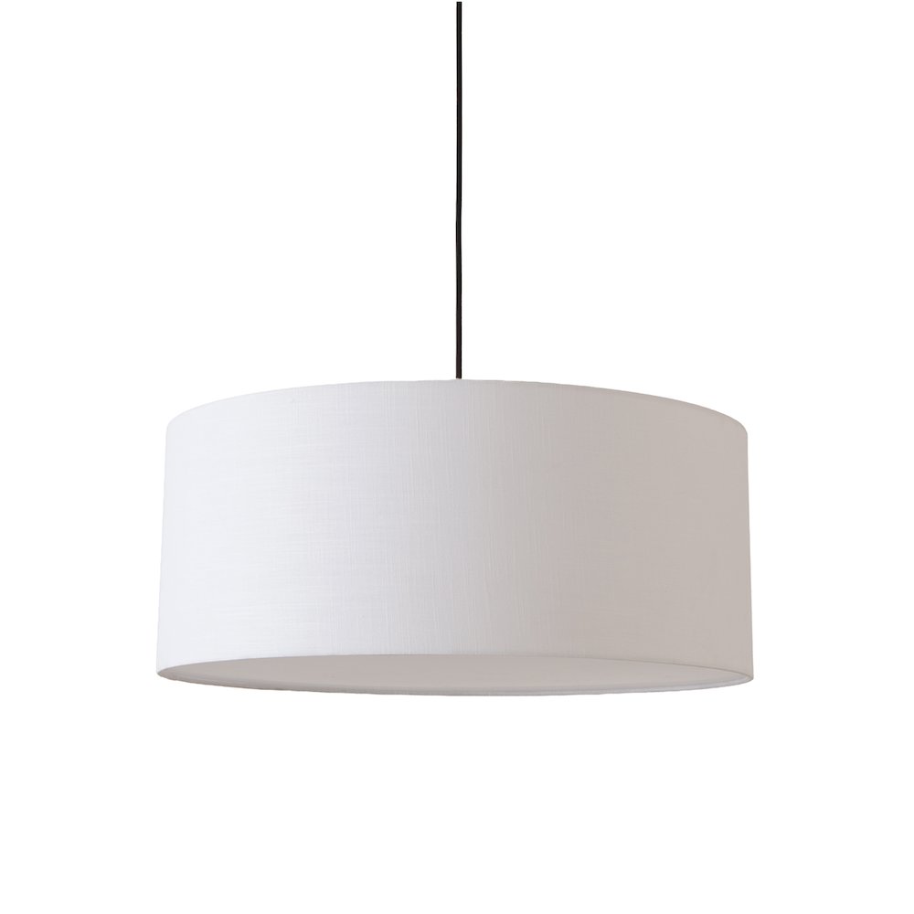 Stretch Pendant - Weathered Brass, White Linen Shade, Dimmable, Bulb Included. Picture 1