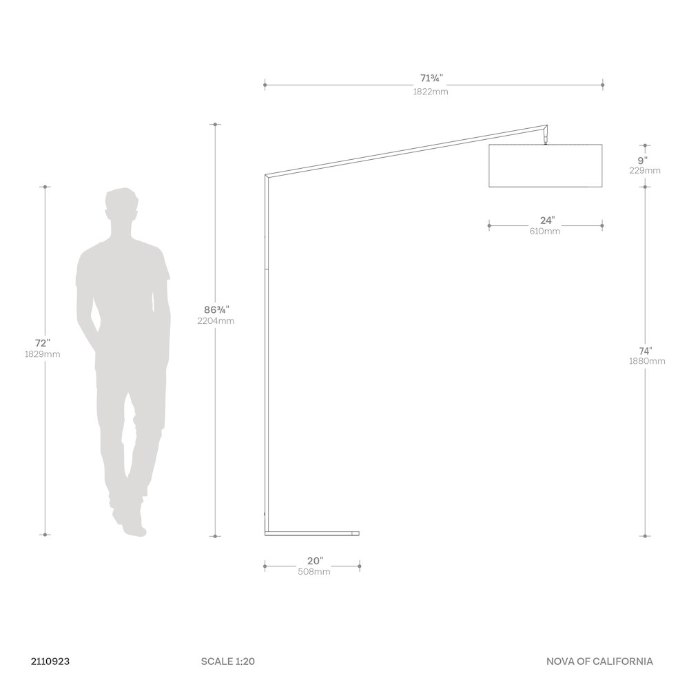 Stretch Arc Floor Lamp - Cashmere Gray Shade. Picture 2
