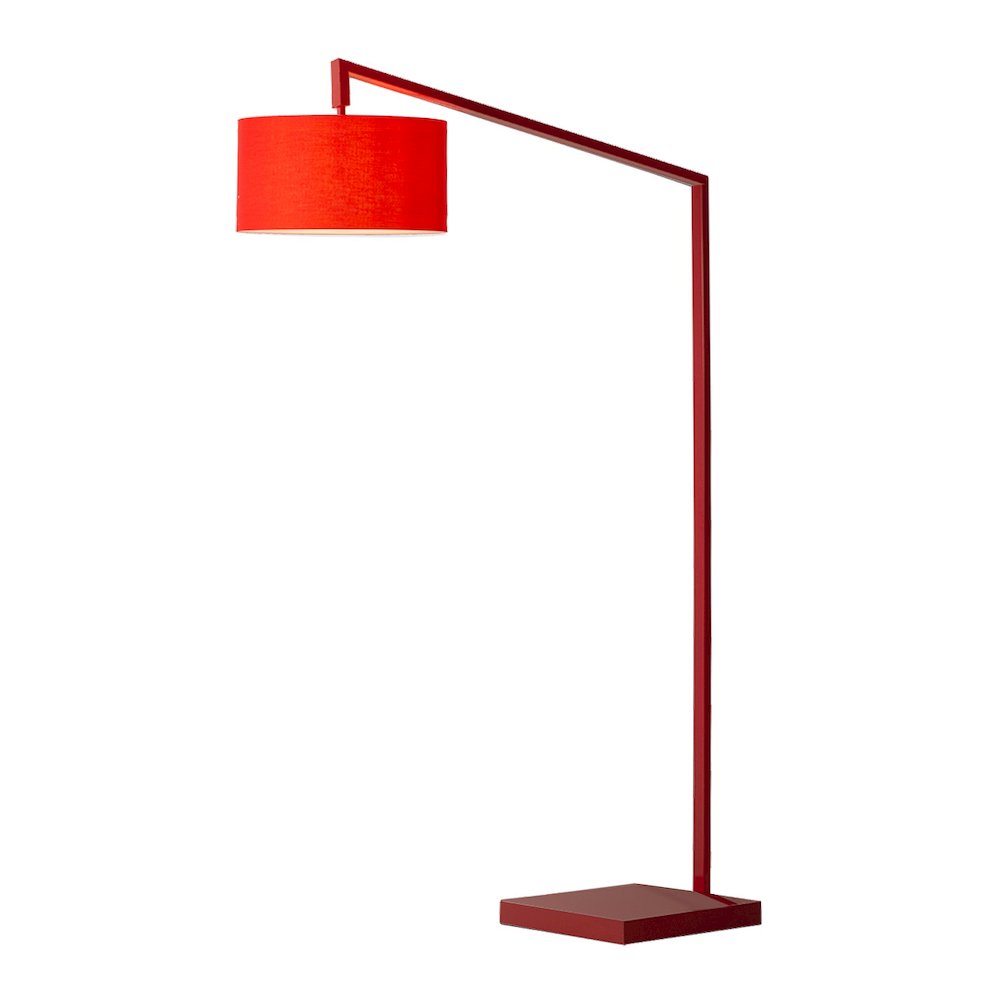Stretch Chairside Arc Floor Lamp - 75", Crimson, Rectangular composite base. Picture 1