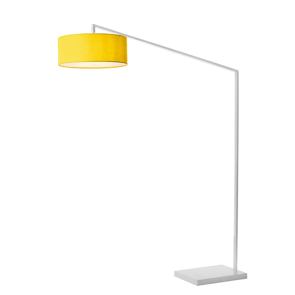 Stretch 87"H 1-Light Arc Lamp, Mustard, White Body, for Living Room or Bedroom. Picture 1