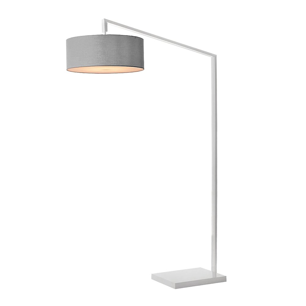 Stretch 75"H 1-Light Chairside Arc Lamp, Cashmere Gray, White Body. Picture 1
