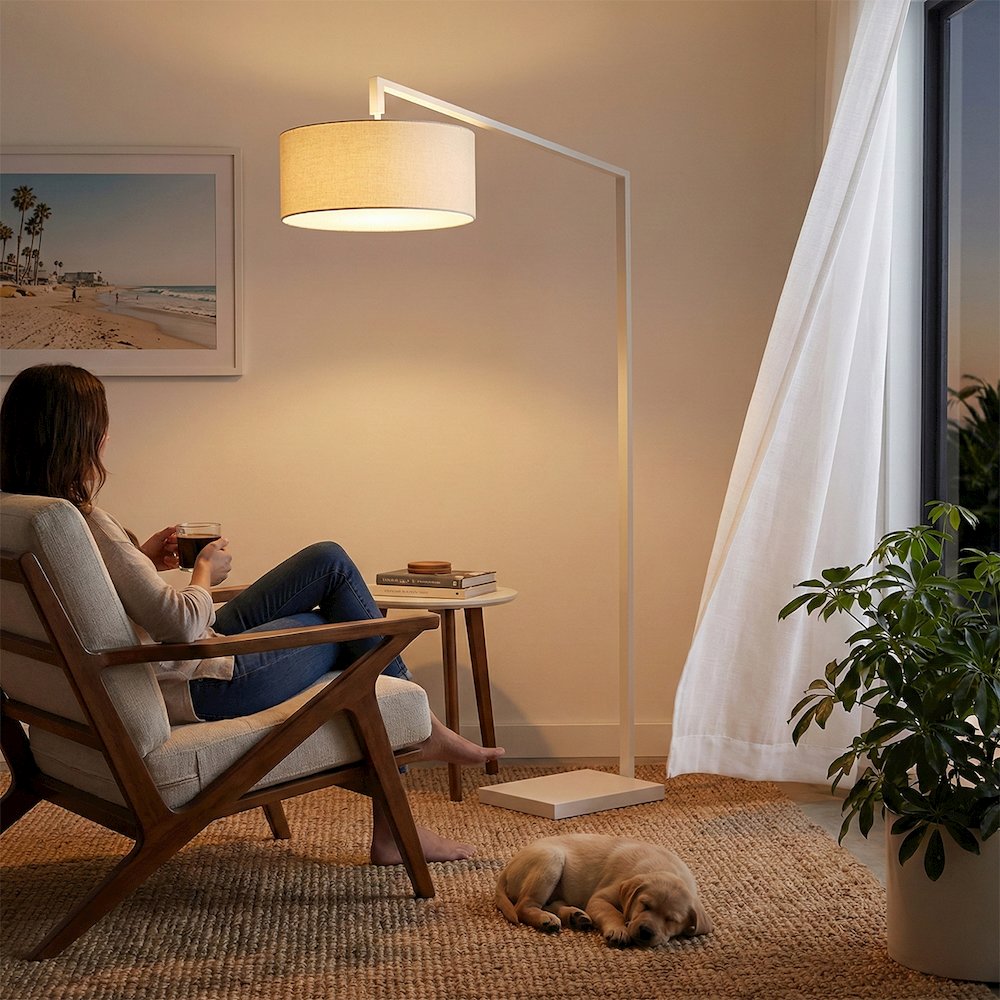 Stretch 75"H 1-Light Chairside Arc Lamp, & Body, for Living Room or Bedroom. Picture 2