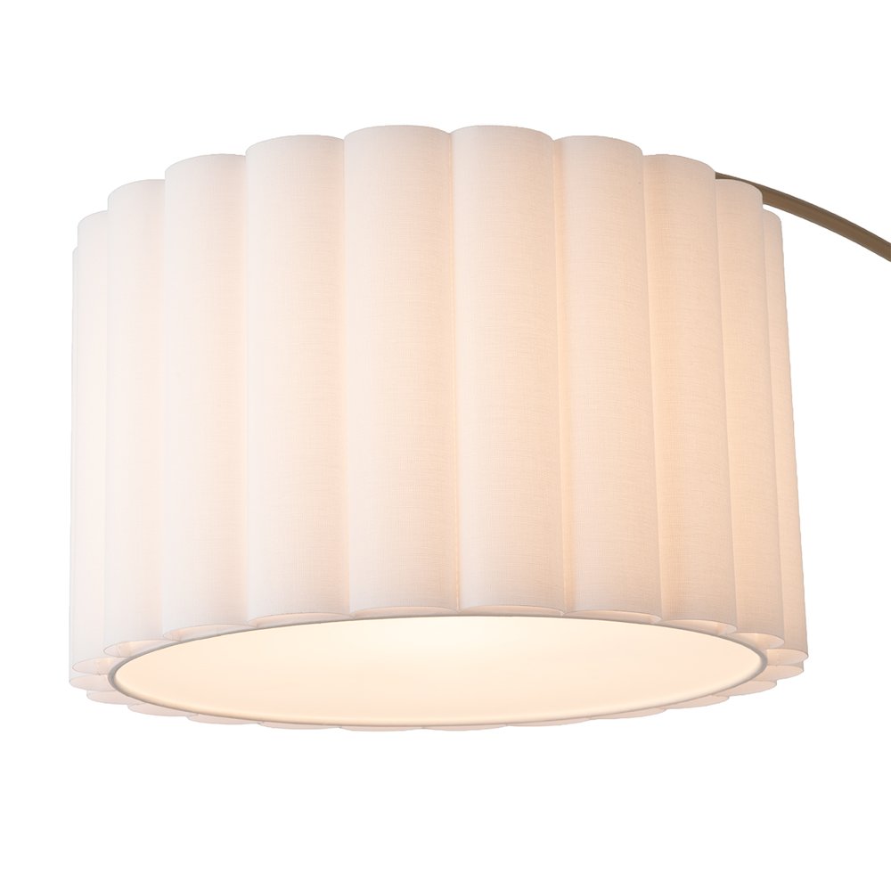 Scalloped Wall Arc Lamp - Weathered Brass, White Linen, Diffuser. Picture 4
