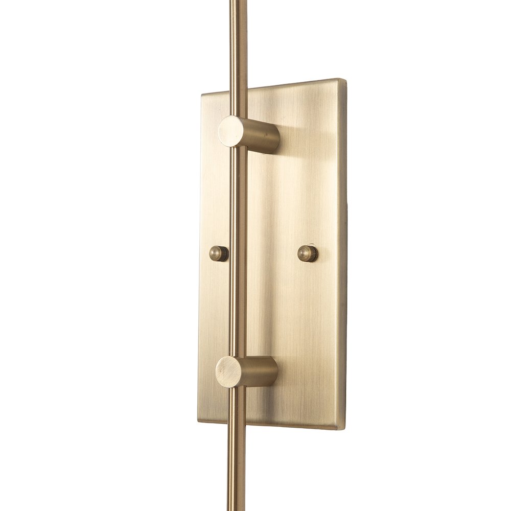 Scalloped Wall Arc Lamp - Weathered Brass, White Linen, Diffuser. Picture 6