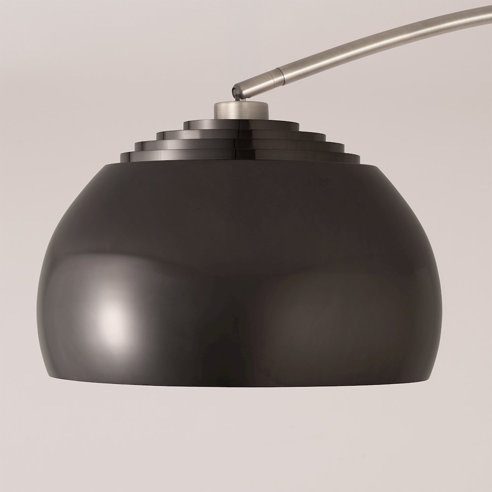 Float Half Dome 92" Arc Lamp - Satin Nickel, Black Marble Base, Black Nickel. Picture 4