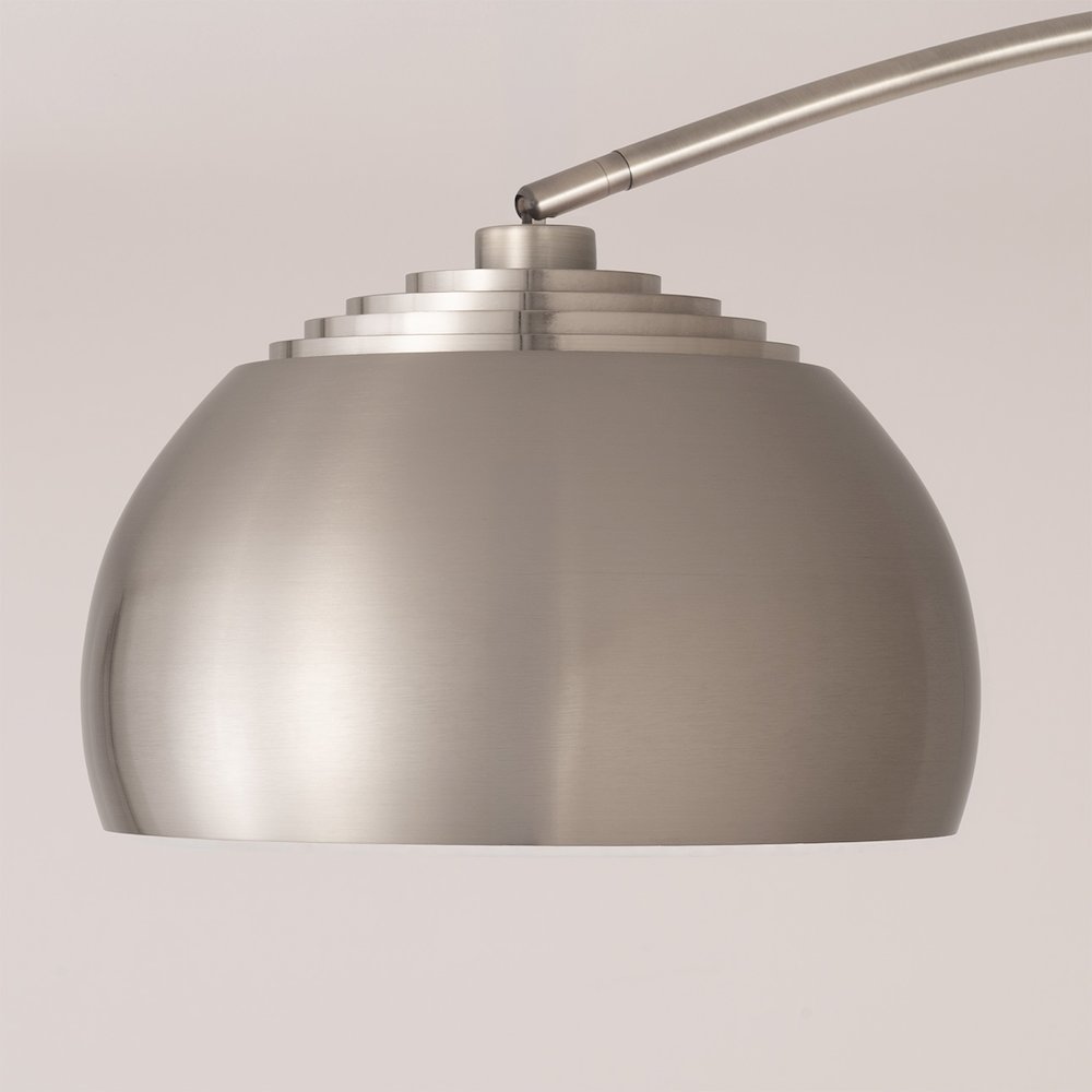 Float Half Dome 92" Arc Lamp - Satin Nickel, Black Marble Base, Satin Nickel. Picture 4