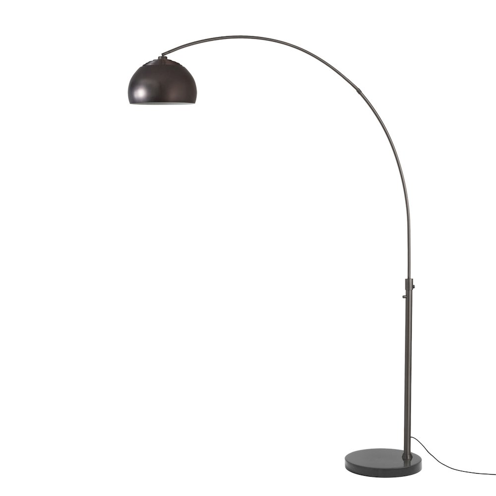 Float Half Dome 92" Arc Lamp - Black Nickel, Black Marble Base, Steel, Dimmable. Picture 1