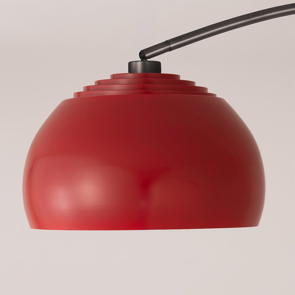 Float Half Dome Arc Lamp - Black Nickel, Black Marble Base, Crimson Red Steel. Picture 3