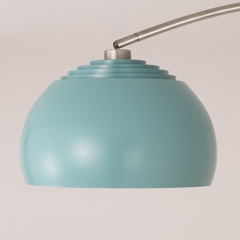Float Half Dome 92" Arc Lamp - Satin Nickel, White Marble Base, Pool Blue Steel. Picture 3