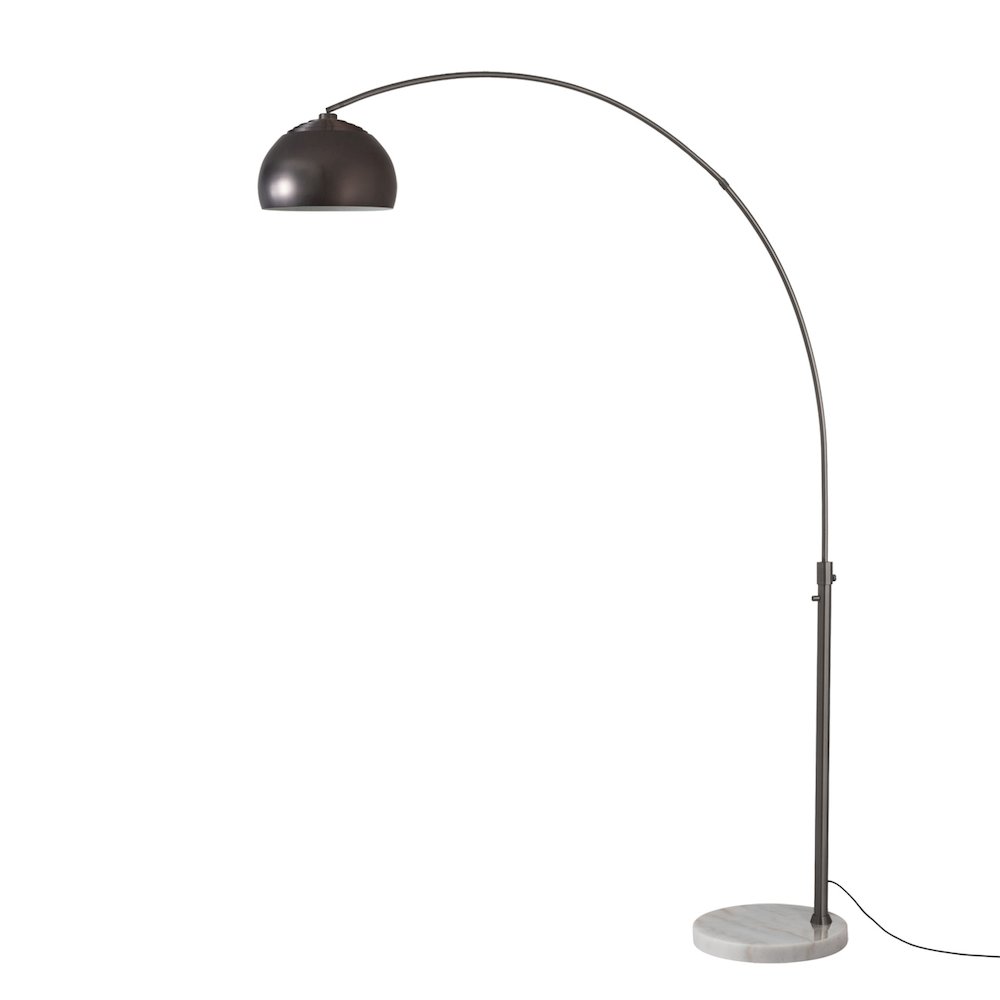 Float Half Dome 92" Arc Lamp - Black Nickel, White Marble Base, Black Nickel. Picture 1