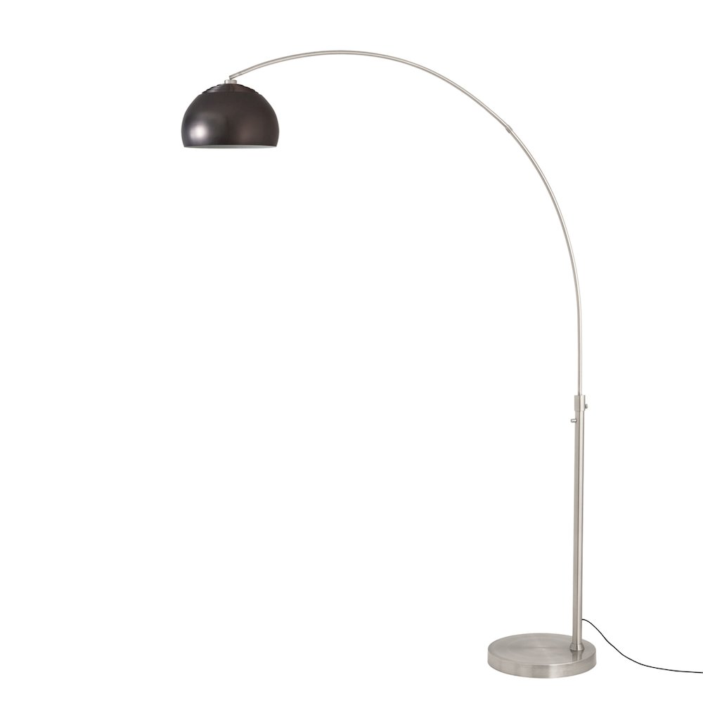 Float Half Dome 92" Arc Lamp - Satin Nickel Steel, Satin Nickel Steel Base. Picture 1
