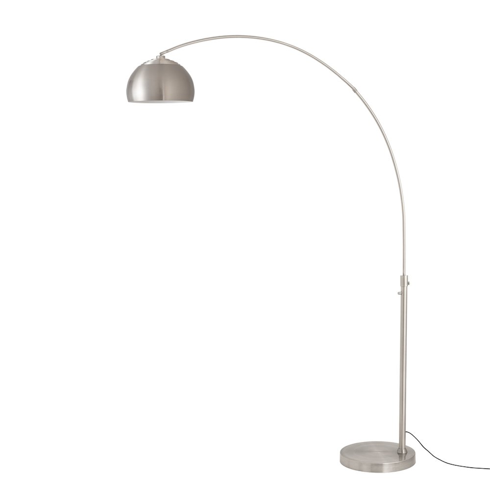 Float Half Dome 92" Arc Lamp - Satin Nickel Steel, Satin Nickel Steel Base. Picture 1