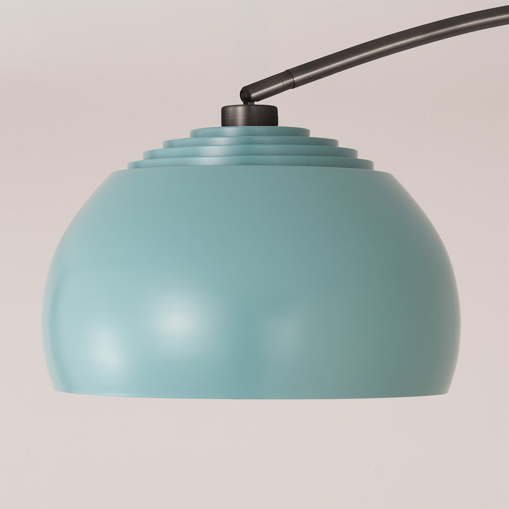 Float Half Dome 92" Arc Lamp - Black Nickel, Black Nickel Base, Pool Blue Steel. Picture 3