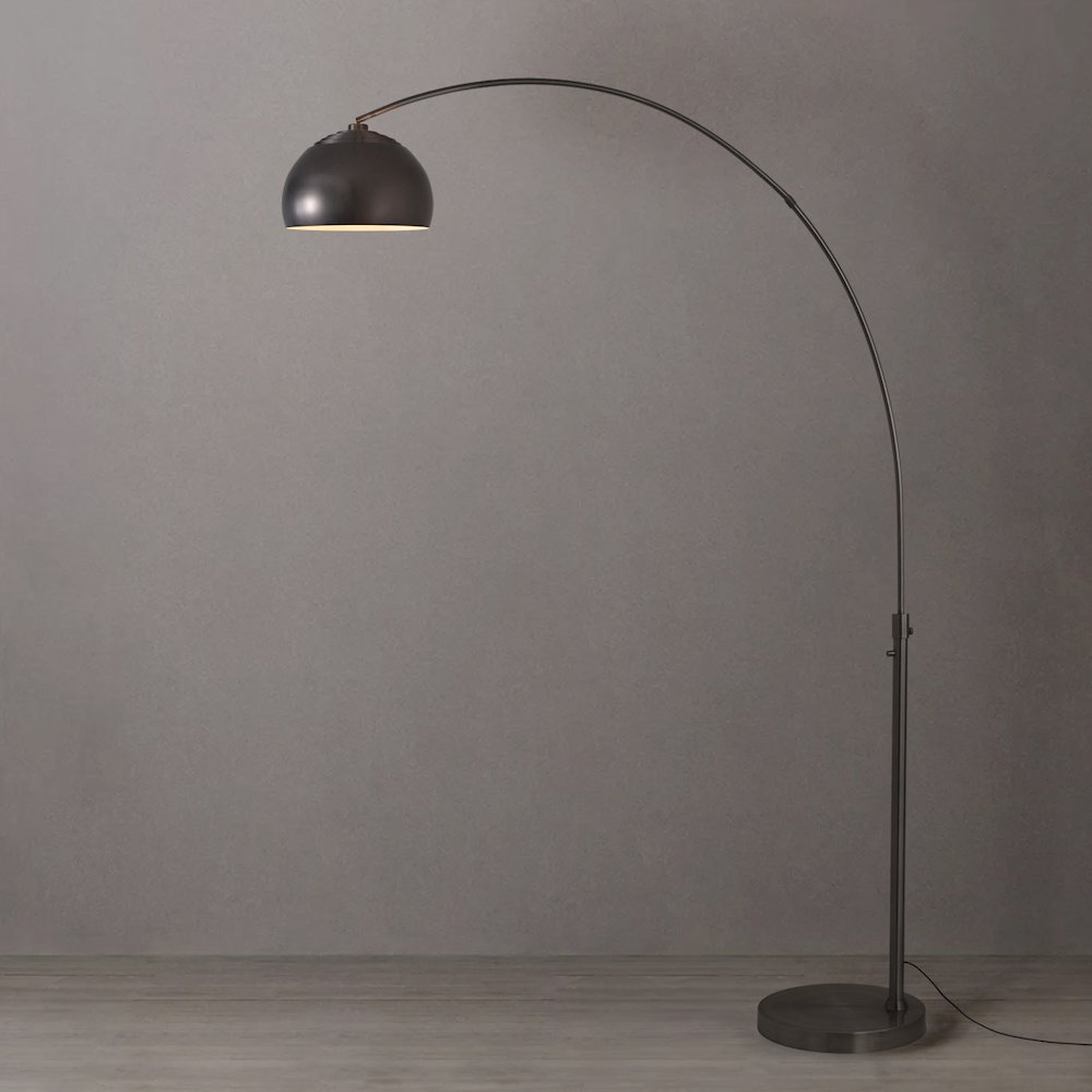 Float Half Dome 92" Arc Lamp - Black Nickel Steel, Black Nickel Steel Base. Picture 2