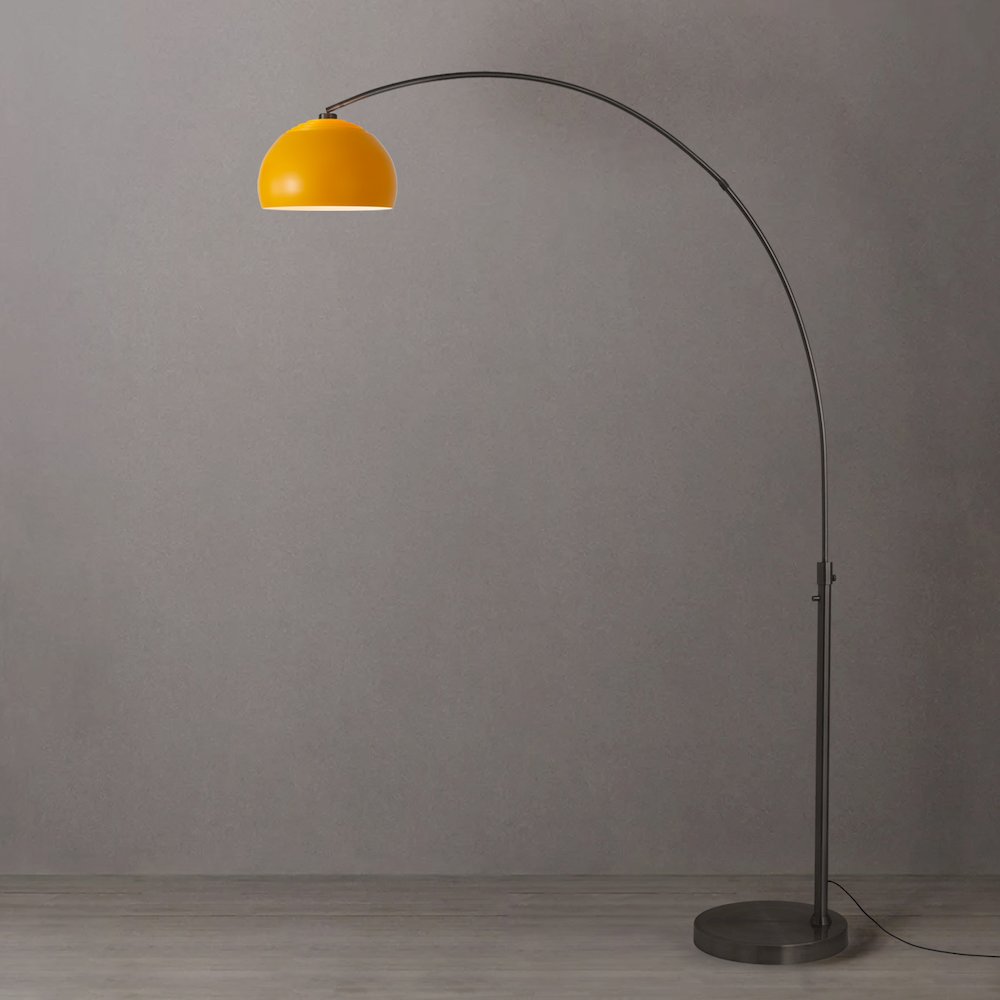Float Half Dome 92" Arc Lamp - Black Nickel, Black Nickel Base, Mustard Steel. Picture 2