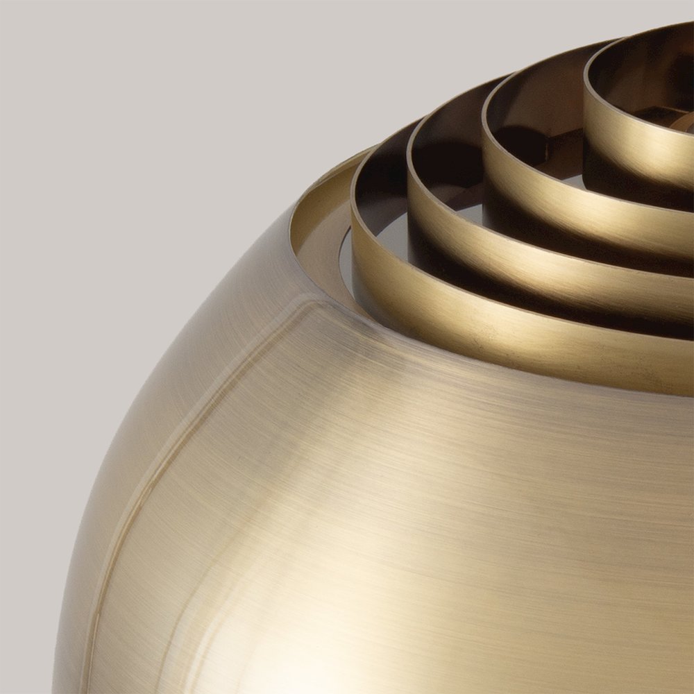 Tambo Half Dome 92" Arc Lamp - Weathered Brass, Dark Walnut Base, Half-Dome. Picture 3