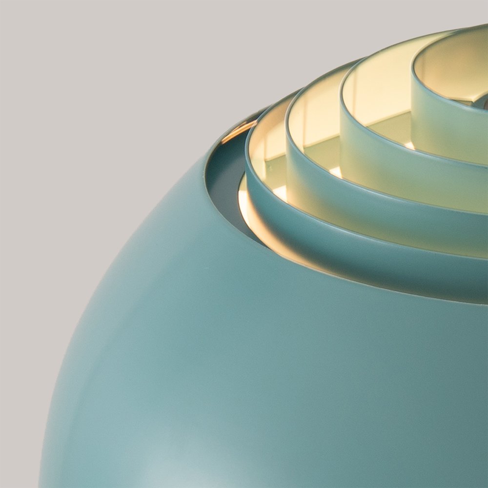Half Dome Wall Mounted Arc Lamp, 13"D Pool Blue Shade, Weathered Brass Body. Picture 6