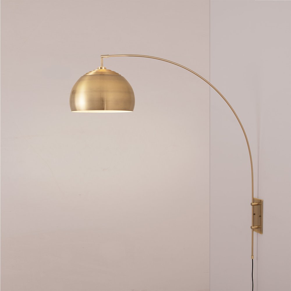 Half Dome Wall Mounted Arc Lamp - Weathered Brass Steel, Brass Steel Base. Picture 2