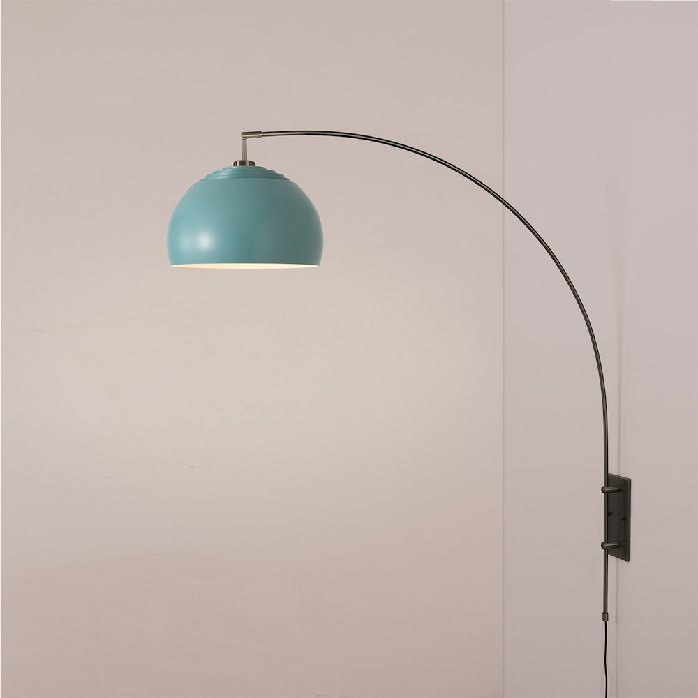 Half Dome Wall Mounted Arc Lamp - Black Nickel, Black Nickel Steel Base, Pool. Picture 2