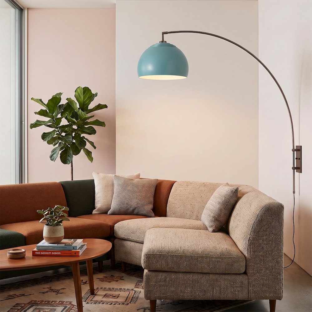 Half Dome Wall Mounted Arc Lamp - Black Nickel, Black Nickel Steel Base, Pool. Picture 3