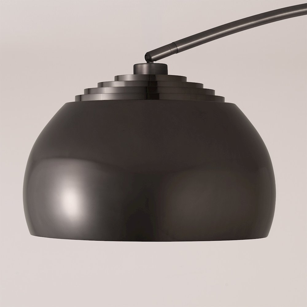 Half Dome Wall Mounted Arc Lamp - Black Nickel, Steel Base, Steel Shade. Picture 4