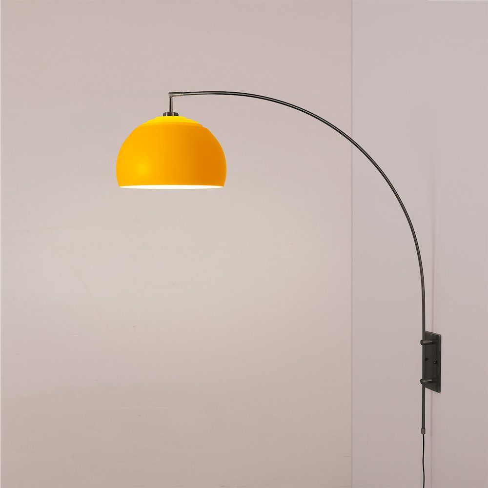 Half Dome Wall Mounted Arc Lamp - Black Nickel, Black Nickel Steel Base. Picture 2