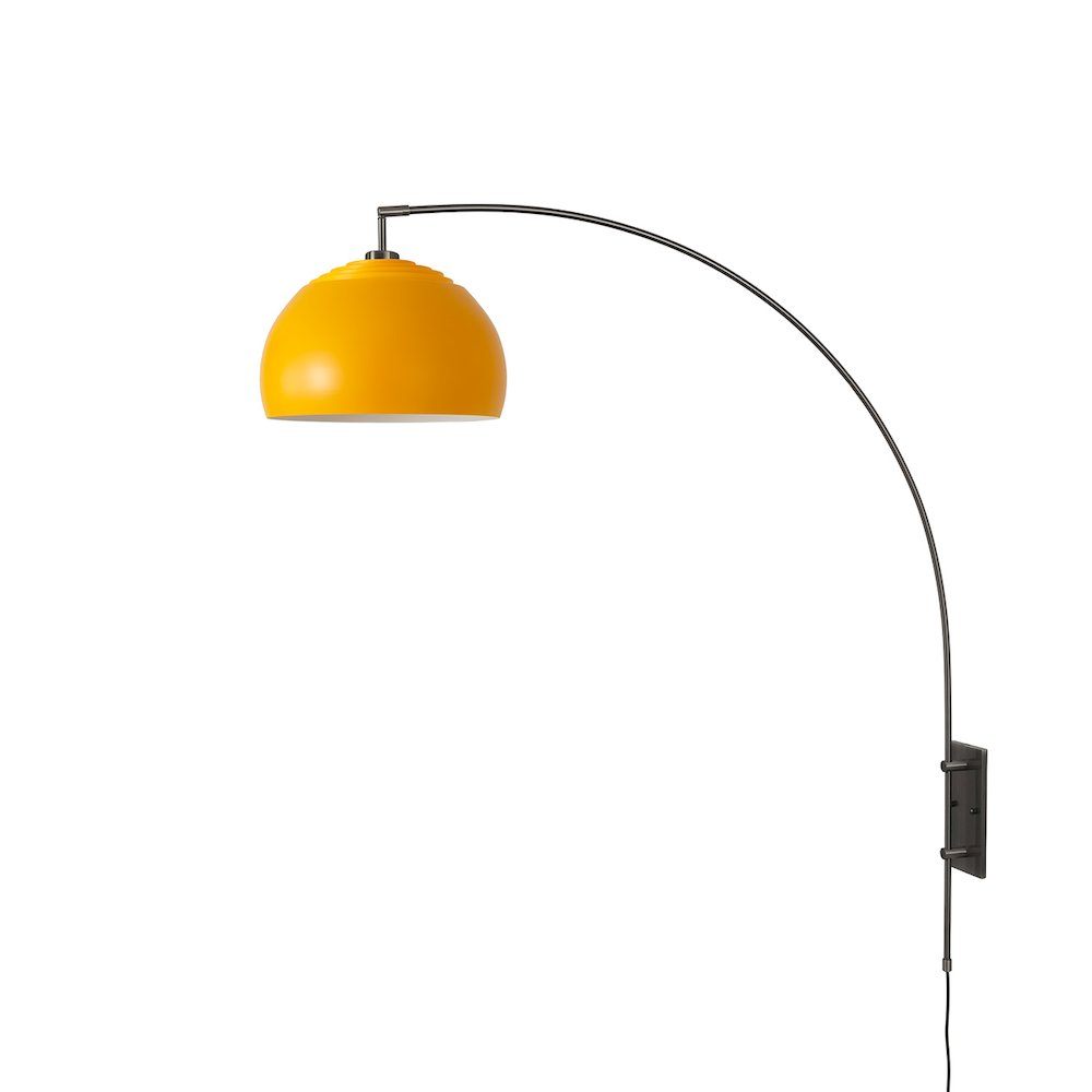 Half Dome Wall Mounted Arc Lamp - Black Nickel, Black Nickel Steel Base. Picture 1