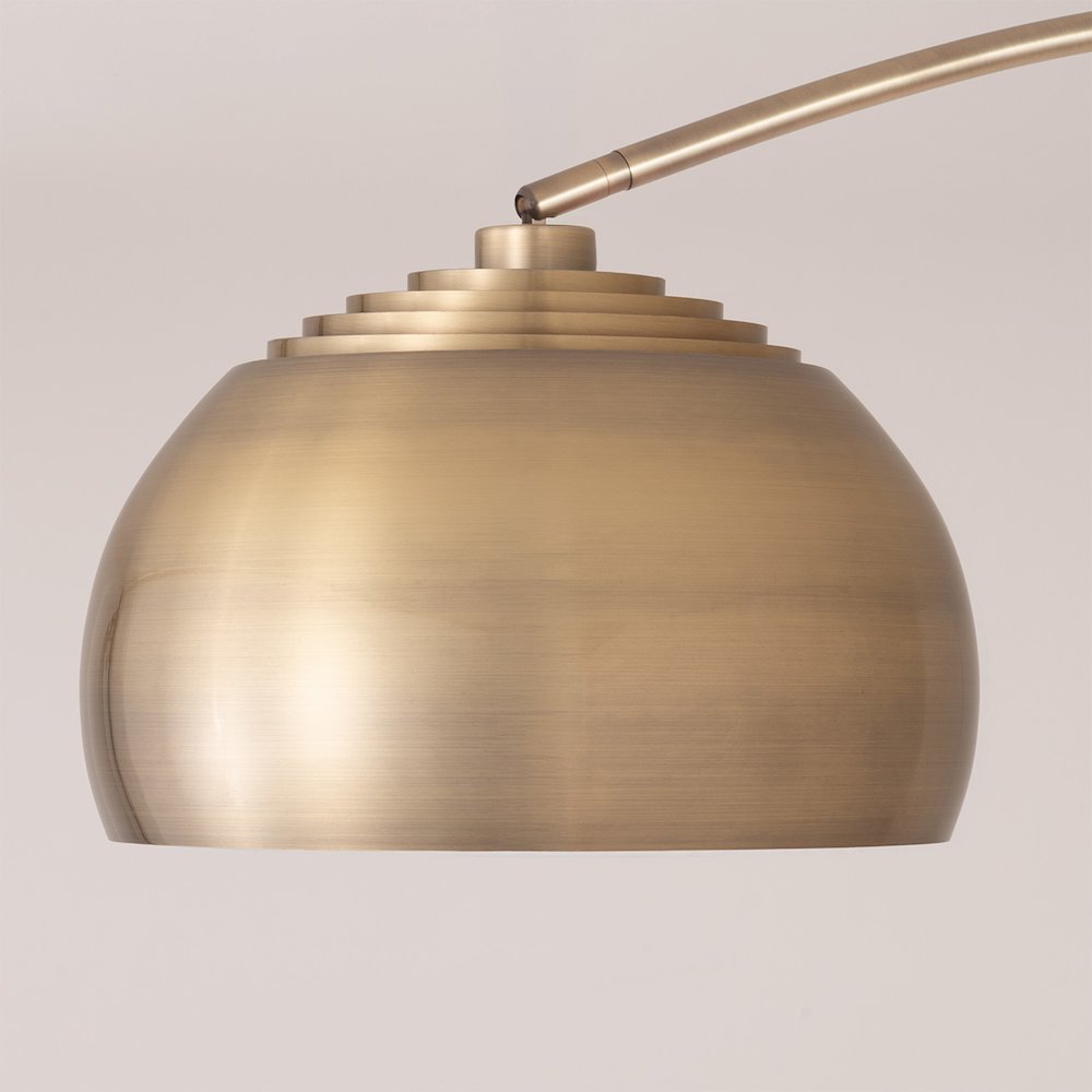 Tambo Half Dome 92" Arc Lamp - Weathered Brass, Natural Ash Wood Base, Steel. Picture 4