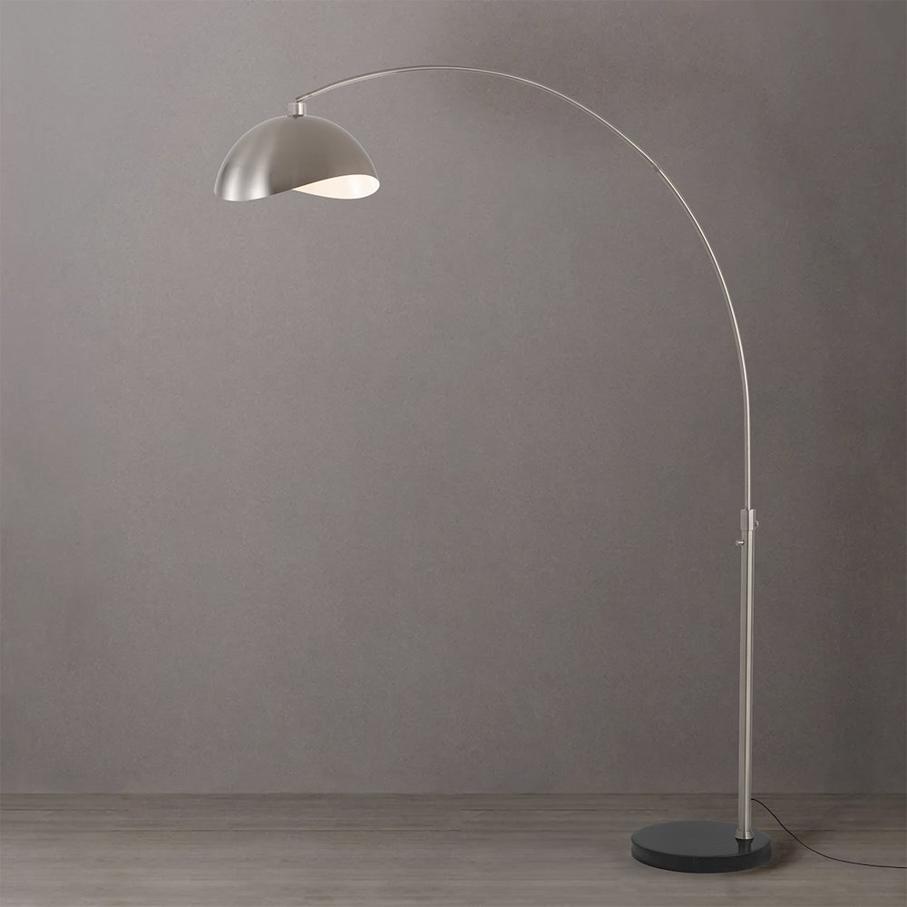 Luna Bella 92"H 1-Light Arc Lamp, Satin Nickel/White-Luna Bella Leaf Shade. Picture 2