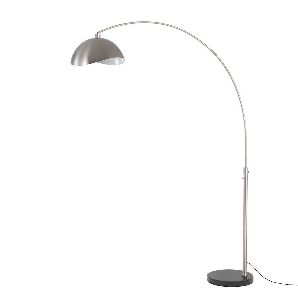 Luna Bella 92"H 1-Light Arc Lamp, Satin Nickel/White-Luna Bella Leaf Shade. Picture 1