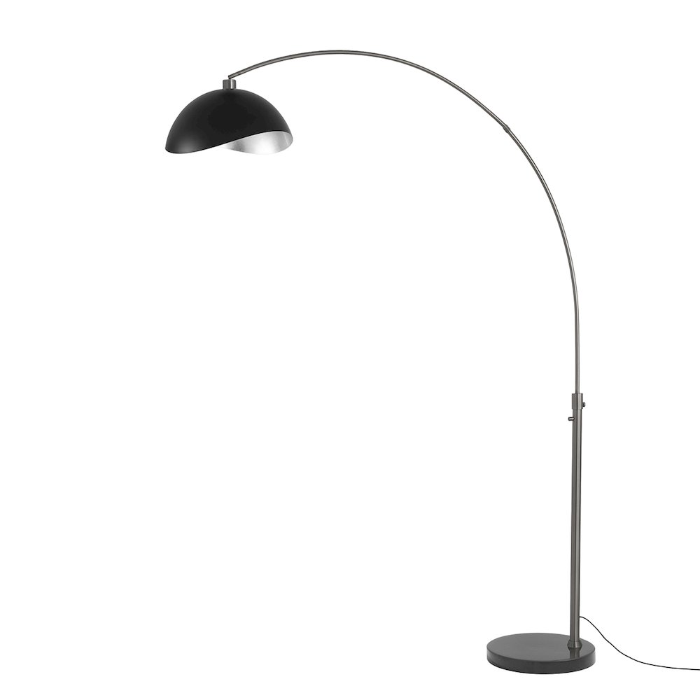 Luna Bella 92"H 1-Light Arc Lamp, Matte Black/Silver-Luna Bella Leaf Shade. Picture 1