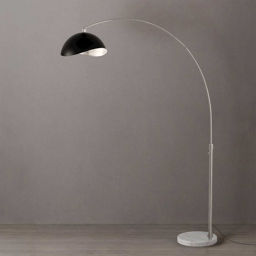 Luna Bella 92''H 1-Light Arc Lamp, Matte Black/Silver-Luna Bella Leaf Shade. Picture 2