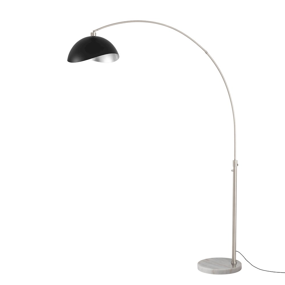 Luna Bella 92''H 1-Light Arc Lamp, Matte Black/Silver-Luna Bella Leaf Shade. Picture 1