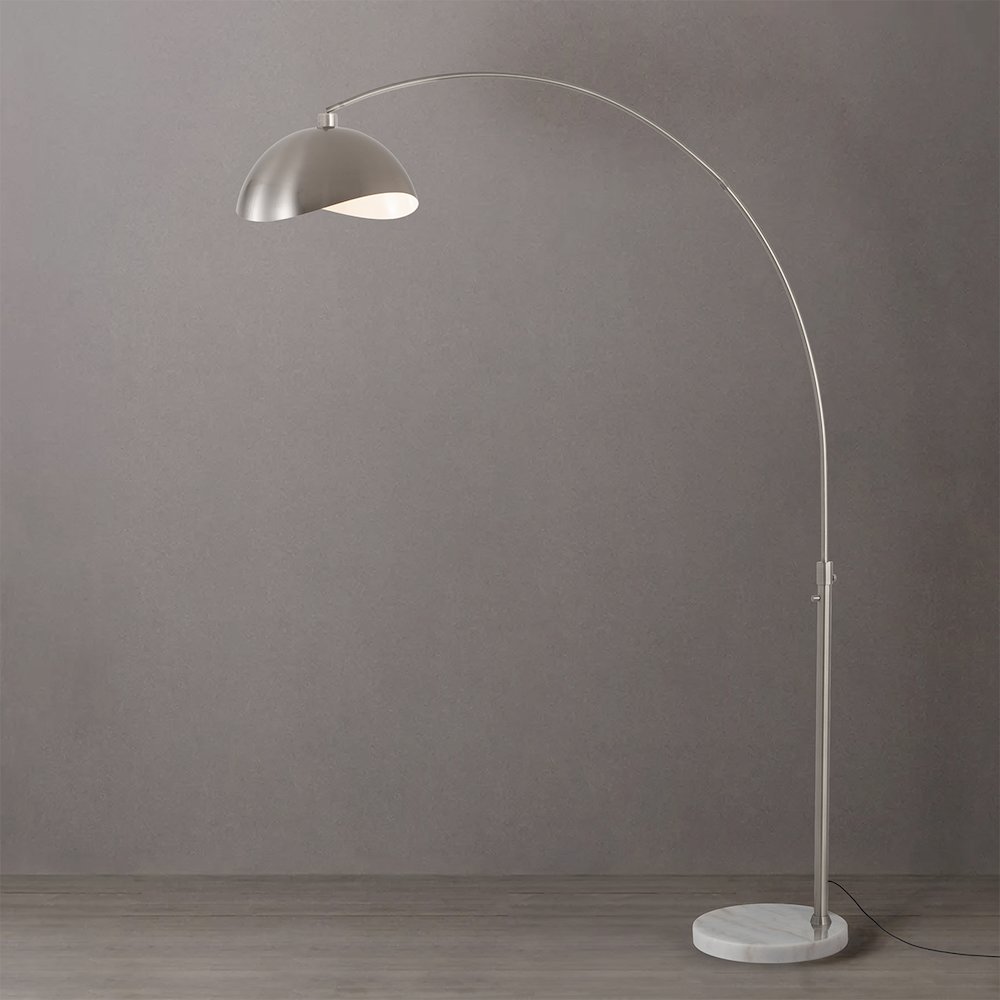 Luna Bella 92"H 1-Light Arc Lamp, Satin Nickel/White-Luna Bella Leaf Shade. Picture 4